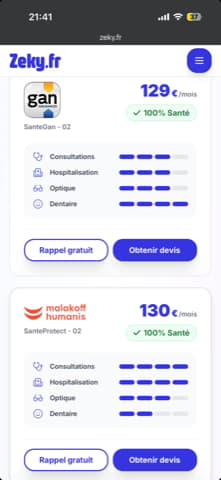 Aperçu app Zeky